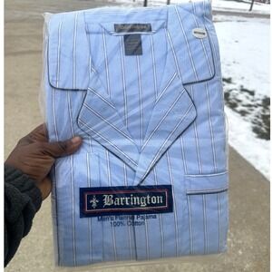 Vintage Barrington Men's 100% Cotton Flannel Pajama Set Size Medium Blue NEW
